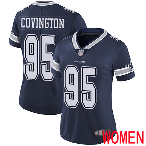 Women Dallas Cowboys Limited Navy Blue Christian Covington Home #95 Vapor Untouchable NFL Jersey